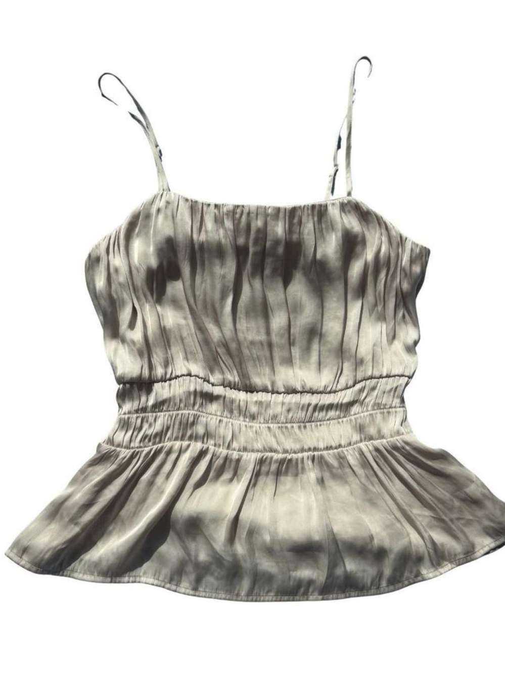 Women's Metallic Satin Spaghetti Strap Peplum Top